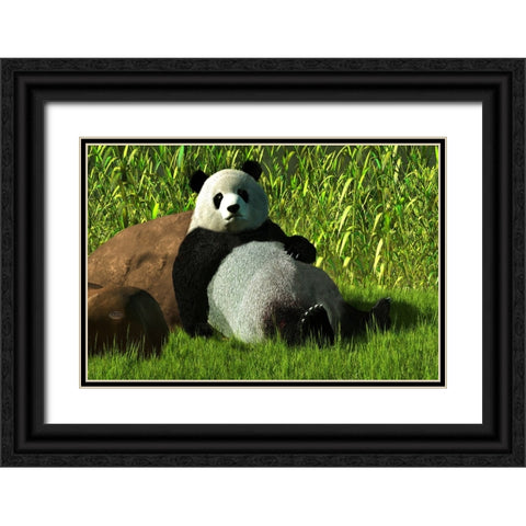 Reclining Panda Black Ornate Wood Framed Art Print with Double Matting by Eskridge, Daniel