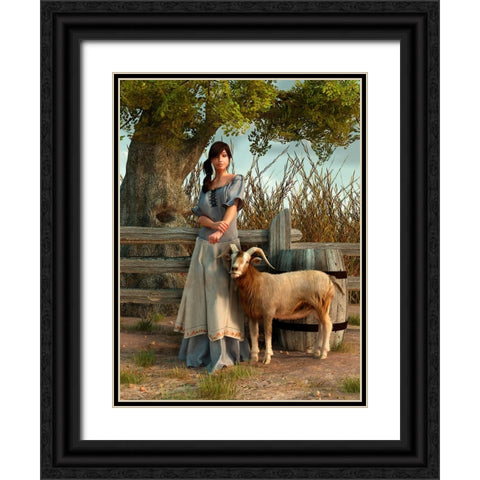 The Farmers Daughter Black Ornate Wood Framed Art Print with Double Matting by Eskridge, Daniel