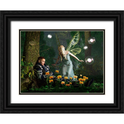 The Knight And The Faerie Black Ornate Wood Framed Art Print with Double Matting by Eskridge, Daniel