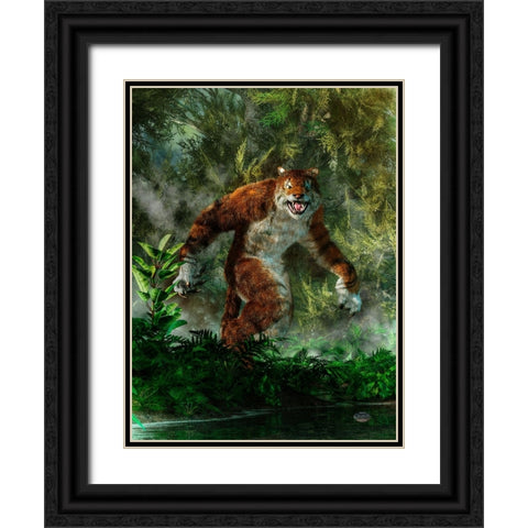 Weretiger Black Ornate Wood Framed Art Print with Double Matting by Eskridge, Daniel