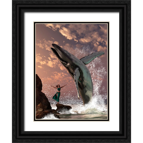 Whale Watcher Black Ornate Wood Framed Art Print with Double Matting by Eskridge, Daniel