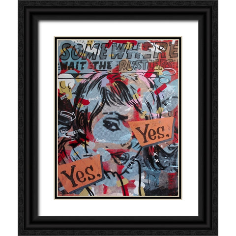 Yes Yes Black Ornate Wood Framed Art Print with Double Matting by Monteavaro, Dan