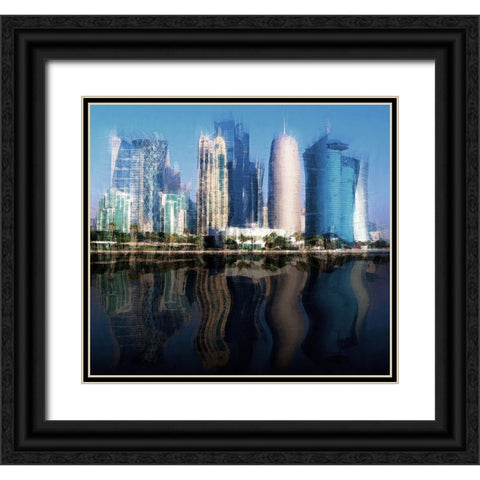 City of the Future Black Ornate Wood Framed Art Print with Double Matting by Manlove, David