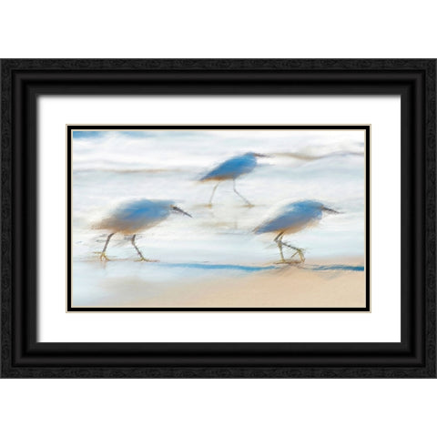 Pipers on a beach A Black Ornate Wood Framed Art Print with Double Matting by Manlove, David