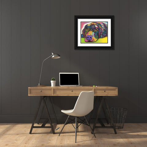 Savvy Labrador Black Ornate Wood Framed Art Print with Double Matting by Dean Russo Collection