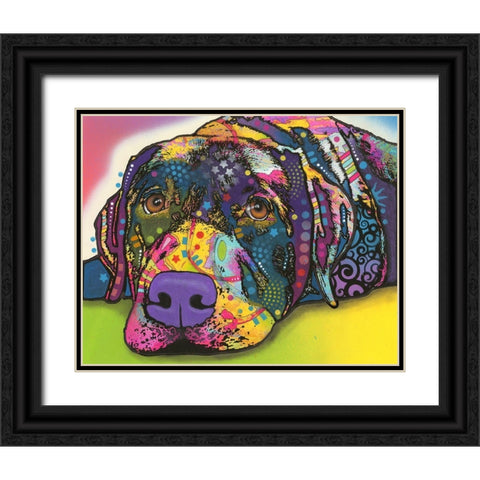 Savvy Labrador Black Ornate Wood Framed Art Print with Double Matting by Dean Russo Collection