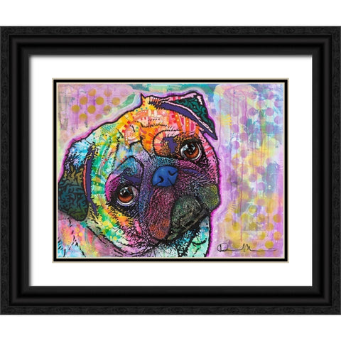 Pug Love Black Ornate Wood Framed Art Print with Double Matting by Dean Russo Collection