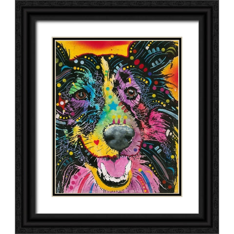 Smiling Collie  Black Ornate Wood Framed Art Print with Double Matting by Dean Russo Collection
