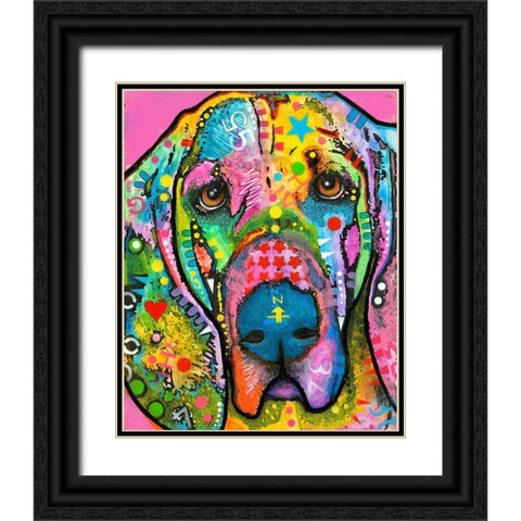 Bloodhound Black Ornate Wood Framed Art Print with Double Matting by Dean Russo Collection
