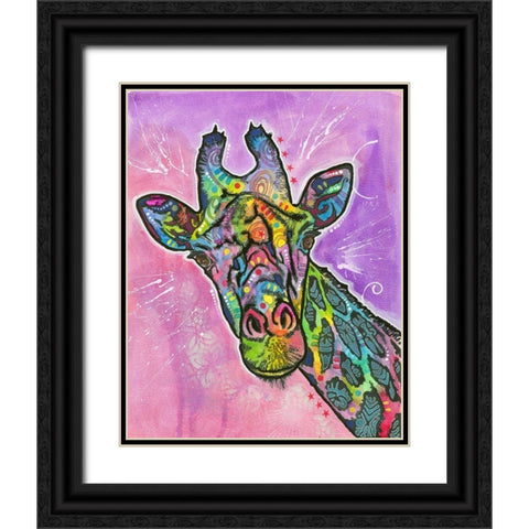 Giraffe Black Ornate Wood Framed Art Print with Double Matting by Dean Russo Collection