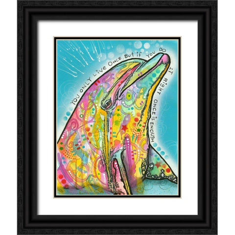 Dolphin Black Ornate Wood Framed Art Print with Double Matting by Dean Russo Collection