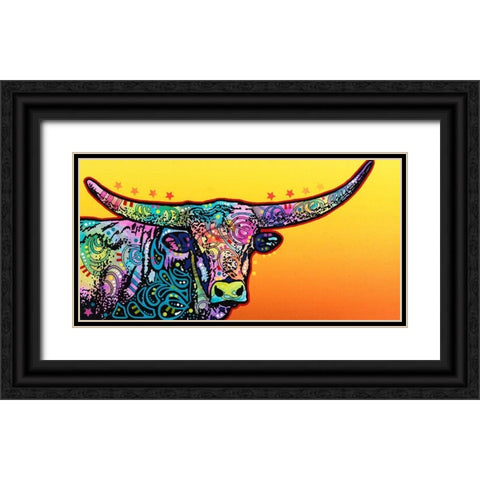 Longhorn Black Ornate Wood Framed Art Print with Double Matting by Dean Russo Collection