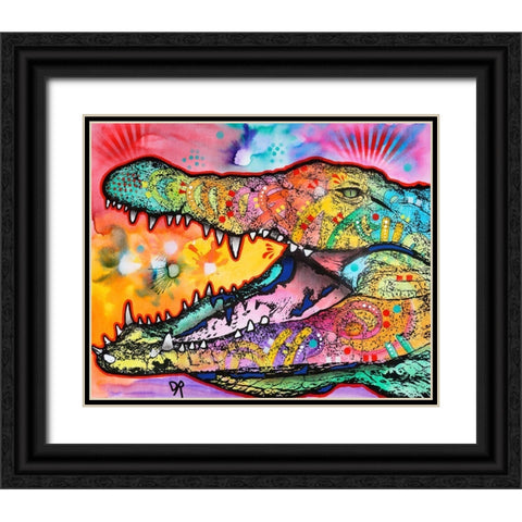 Alligator Black Ornate Wood Framed Art Print with Double Matting by Dean Russo Collection