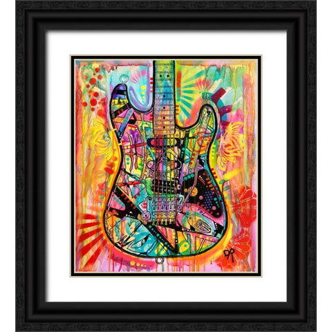 Guitar Black Ornate Wood Framed Art Print with Double Matting by Dean Russo Collection