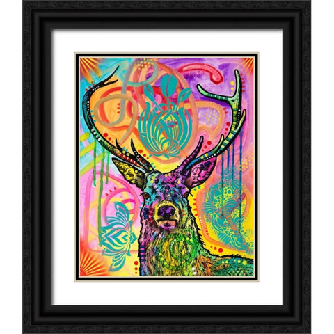 Stag Black Ornate Wood Framed Art Print with Double Matting by Dean Russo Collection