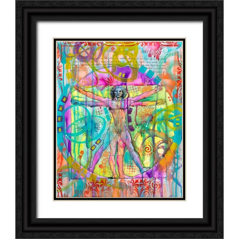 Vitruvian Man Black Ornate Wood Framed Art Print with Double Matting by Dean Russo Collection