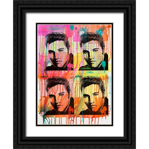 Elvis 4 Black Ornate Wood Framed Art Print with Double Matting by Dean Russo Collection
