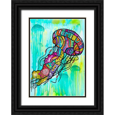 Jellyfish Black Ornate Wood Framed Art Print with Double Matting by Dean Russo Collection