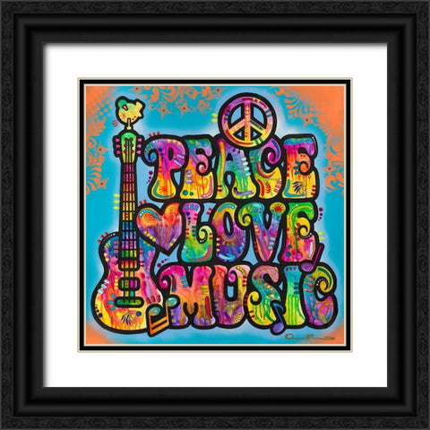 Peace Love Music Black Ornate Wood Framed Art Print with Double Matting by Dean Russo Collection