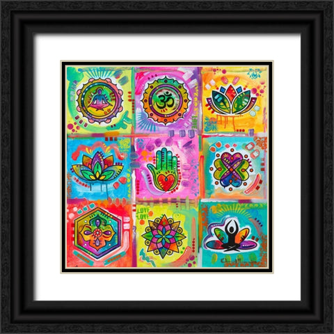 Meditation Squares Black Ornate Wood Framed Art Print with Double Matting by Dean Russo Collection