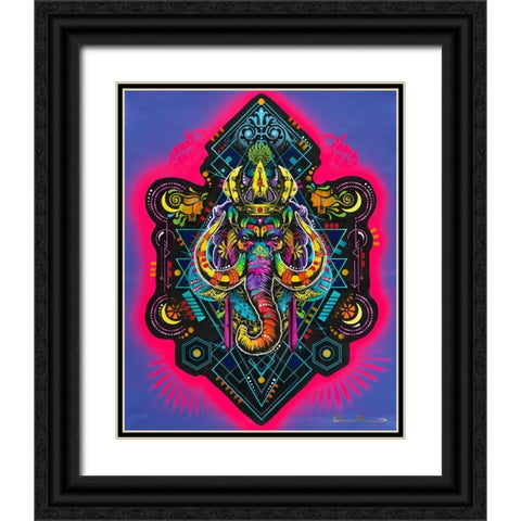 King Elephant Black Ornate Wood Framed Art Print with Double Matting by Dean Russo Collection