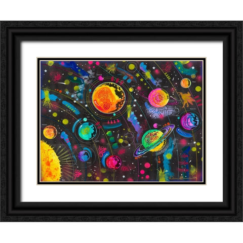 Solar System Black Ornate Wood Framed Art Print with Double Matting by Dean Russo Collection