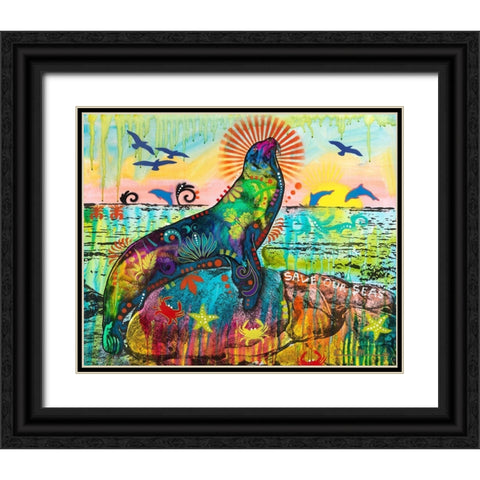 Save Our Seas Black Ornate Wood Framed Art Print with Double Matting by Dean Russo Collection