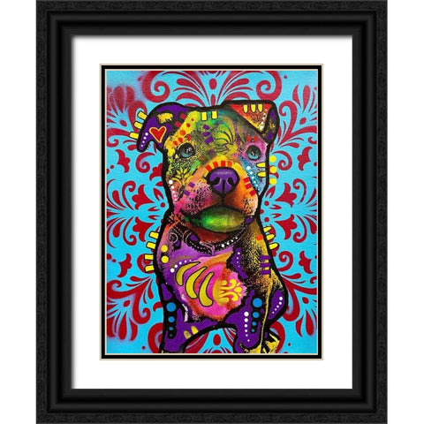 Pittie Pup Black Ornate Wood Framed Art Print with Double Matting by Dean Russo Collection