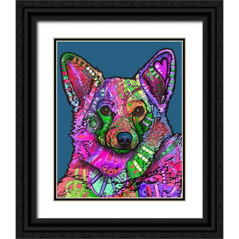 Indelible Corgi Black Ornate Wood Framed Art Print with Double Matting by Dean Russo Collection