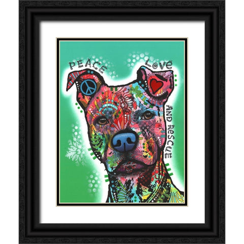 Peace-Love-and Rescue Black Ornate Wood Framed Art Print with Double Matting by Dean Russo Collection