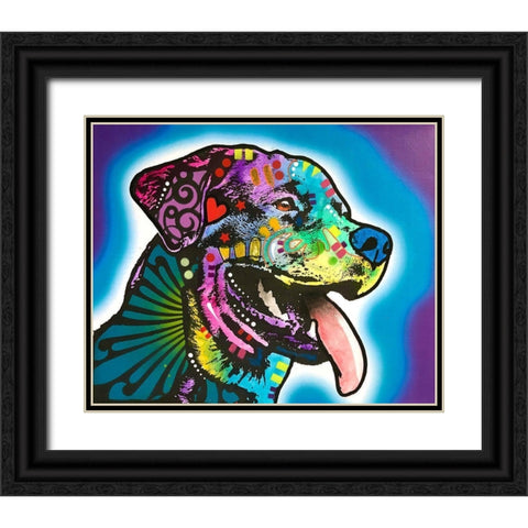 Spoiled Rottie Black Ornate Wood Framed Art Print with Double Matting by Dean Russo Collection