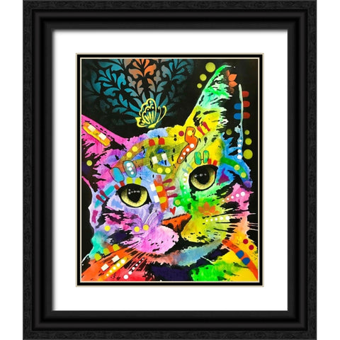 Tilt Cat Butterfly Black Ornate Wood Framed Art Print with Double Matting by Dean Russo Collection