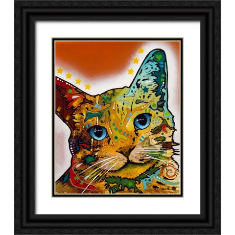 Tilt Cat Earth Tone Black Ornate Wood Framed Art Print with Double Matting by Dean Russo Collection