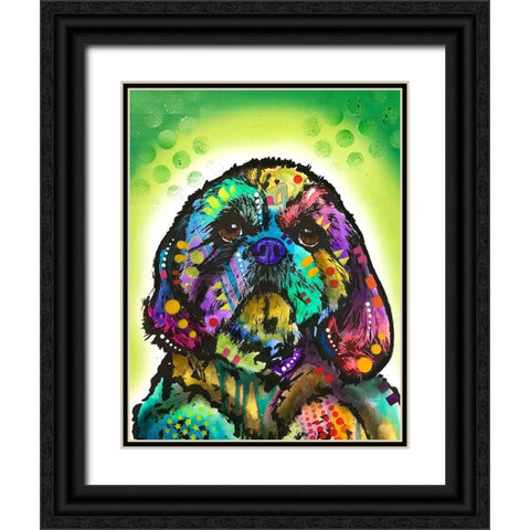Kinda Shih Tzu Black Ornate Wood Framed Art Print with Double Matting by Dean Russo Collection