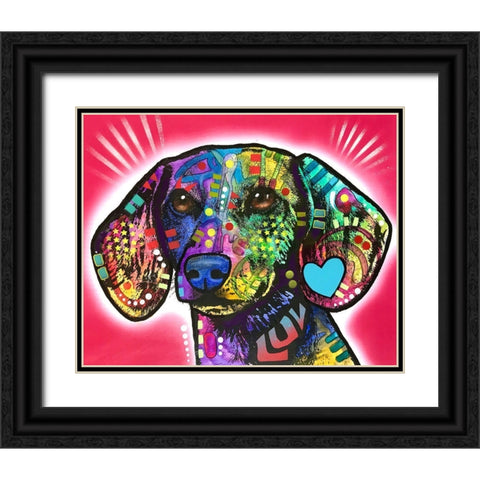 Luv Doxie Black Ornate Wood Framed Art Print with Double Matting by Dean Russo Collection