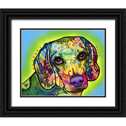 Beagle Black Ornate Wood Framed Art Print with Double Matting by Dean Russo Collection
