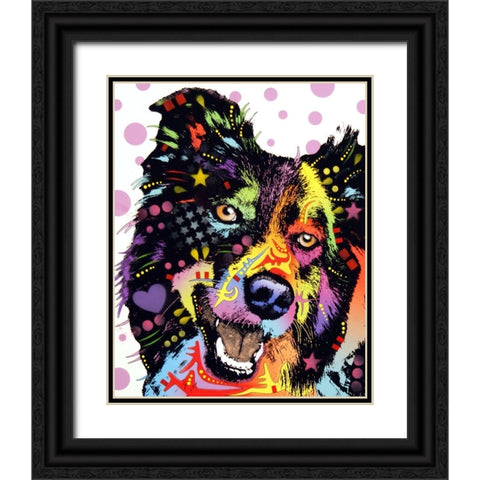 Border Collie Black Ornate Wood Framed Art Print with Double Matting by Dean Russo Collection