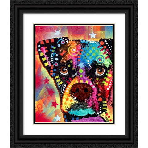 Boxer Cubism Black Ornate Wood Framed Art Print with Double Matting by Dean Russo Collection