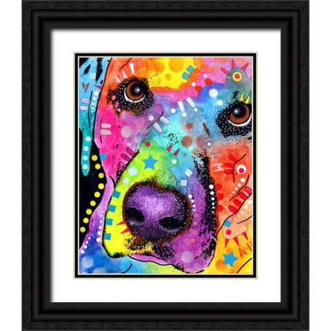 Closeup Labrador Black Ornate Wood Framed Art Print with Double Matting by Dean Russo Collection