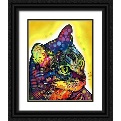 Confident Cat Black Ornate Wood Framed Art Print with Double Matting by Dean Russo Collection