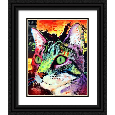 Curiosity Cat Black Ornate Wood Framed Art Print with Double Matting by Dean Russo Collection