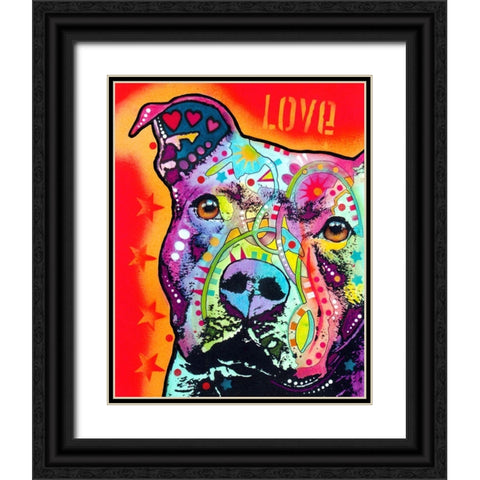 Thoughtful Pitbull Black Ornate Wood Framed Art Print with Double Matting by Dean Russo Collection