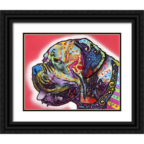 Profile Mastiff Black Ornate Wood Framed Art Print with Double Matting by Dean Russo Collection