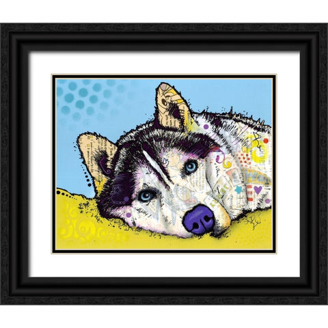 Siberian Husky Black Ornate Wood Framed Art Print with Double Matting by Dean Russo Collection
