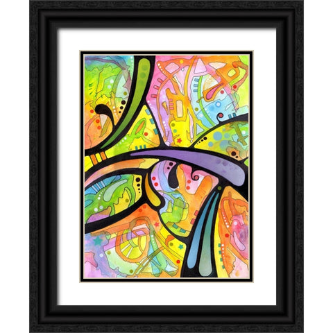 Abstract Black Ornate Wood Framed Art Print with Double Matting by Dean Russo Collection