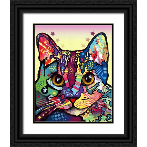 Maya Cat Black Ornate Wood Framed Art Print with Double Matting by Dean Russo Collection