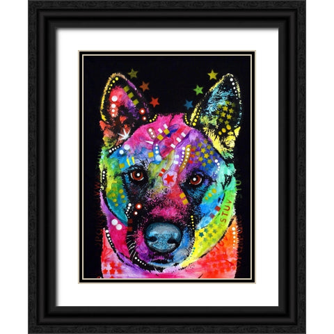 Akita Black Ornate Wood Framed Art Print with Double Matting by Dean Russo Collection
