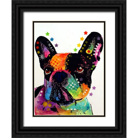 French Bulldog Black Ornate Wood Framed Art Print with Double Matting by Dean Russo Collection