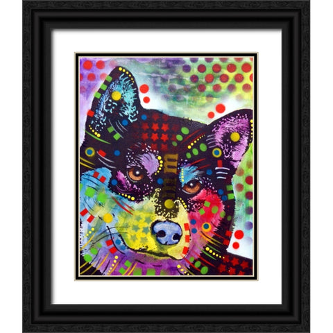 Shiba Inu Black Ornate Wood Framed Art Print with Double Matting by Dean Russo Collection
