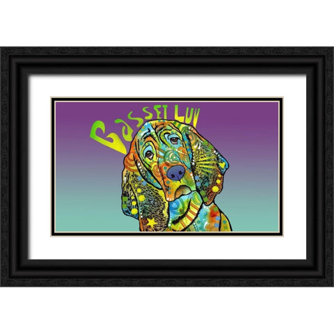 Basset Luv Black Ornate Wood Framed Art Print with Double Matting by Dean Russo Collection